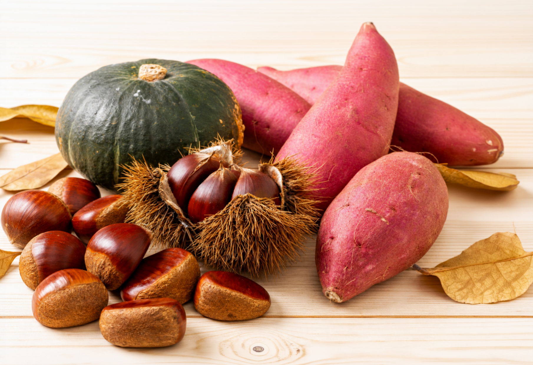 Chestnuts, pumpkin, and sweet potatoes