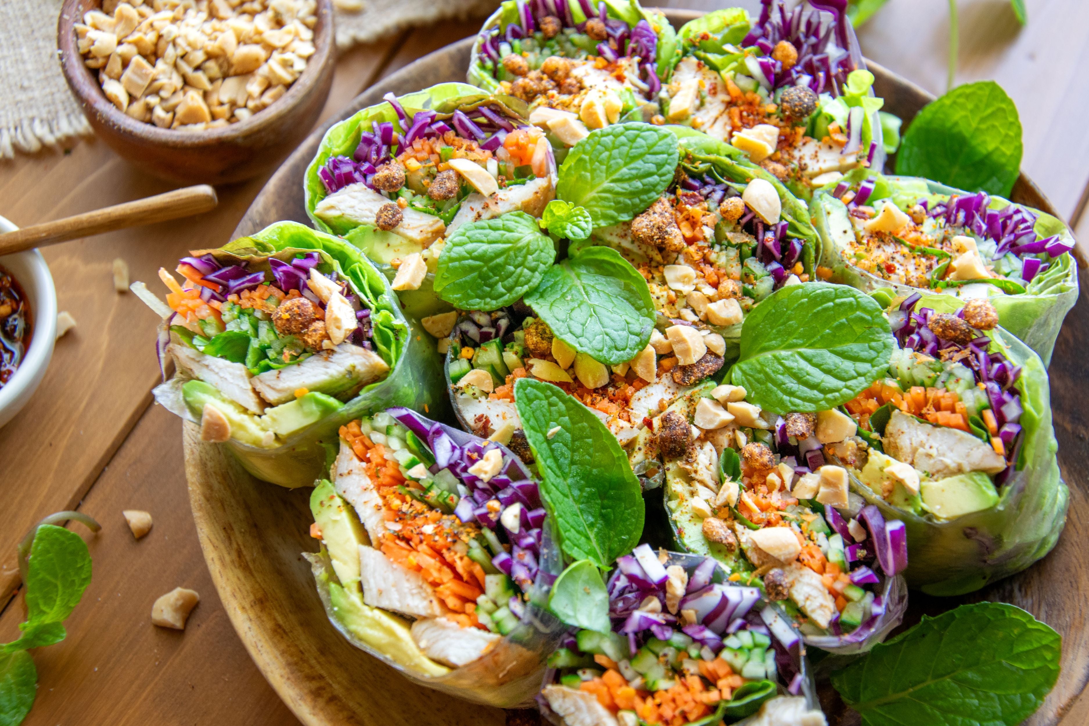 Recipe: Fresh & Fragrant Chicken Spring Rolls with Peanut Sauce