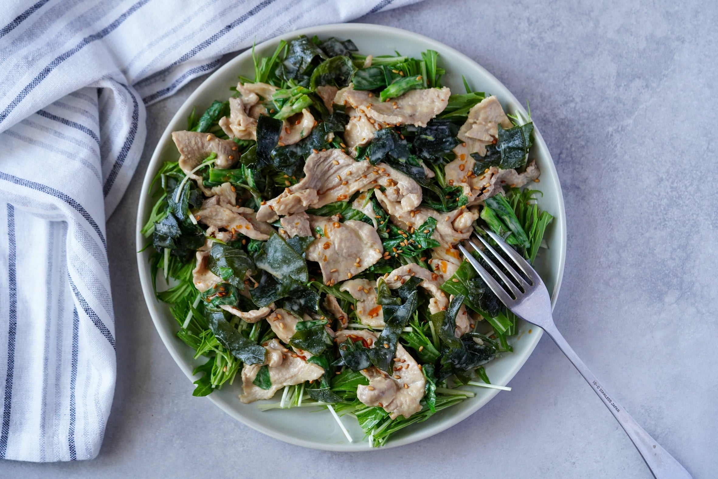 RECIPE: Peanut Butter and Mentsuyu Pork Salad
