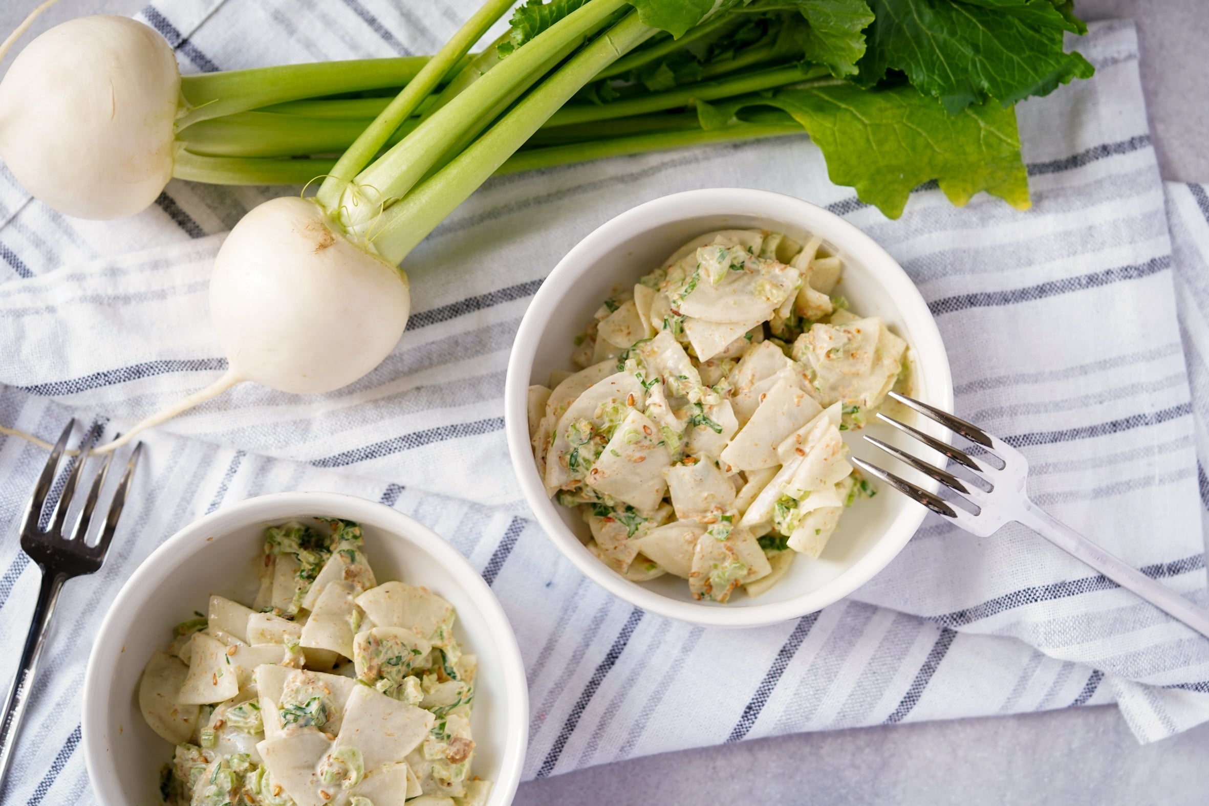 RECIPE: Turnip Salad with Wasabi Mayo and Furikake