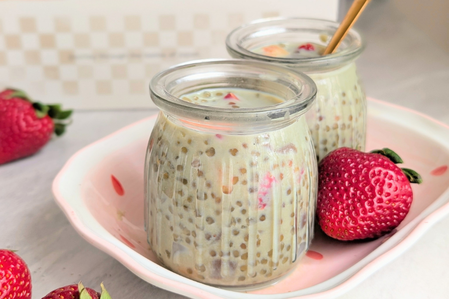 Recipe: Spoonful Tian's Sakura Matcha Strawberry Sago
