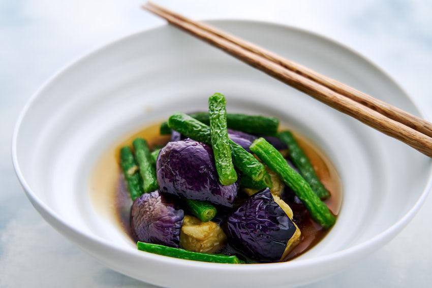 RECIPE: Marc Matsumoto’s Eggplant & Green Bean Agebitashi