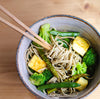 Japanese recipe: Cold Soba Noodles with Green Veggies and Ginger Dressing 