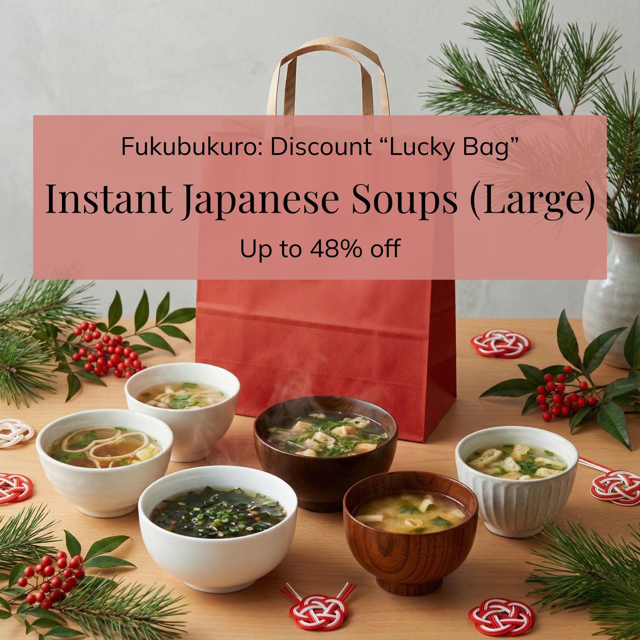 Discount "Lucky Bag" Japanese Fukubukuro with a variety of instant Japanese soups (Large)
