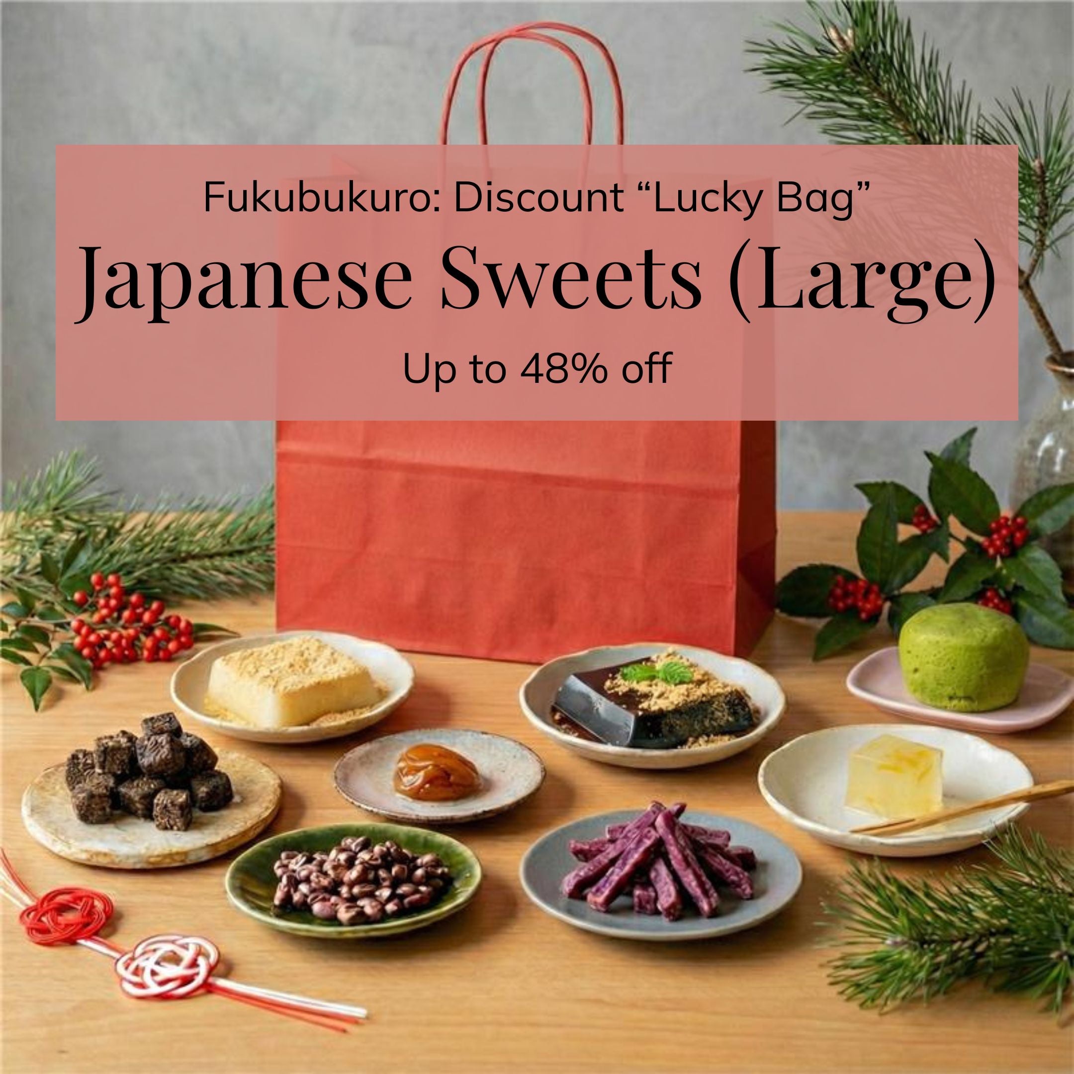 Discount "Lucky Bag" Japanese Fukubukuro with a variety of Japanese sweets (Large)