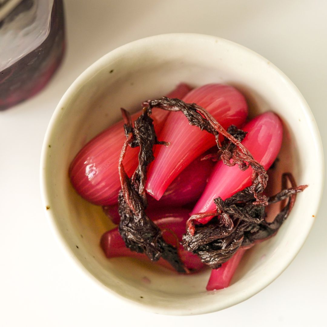 Red Shiso Hakuhou Rakkyo (Japanese Scallion) Pickles