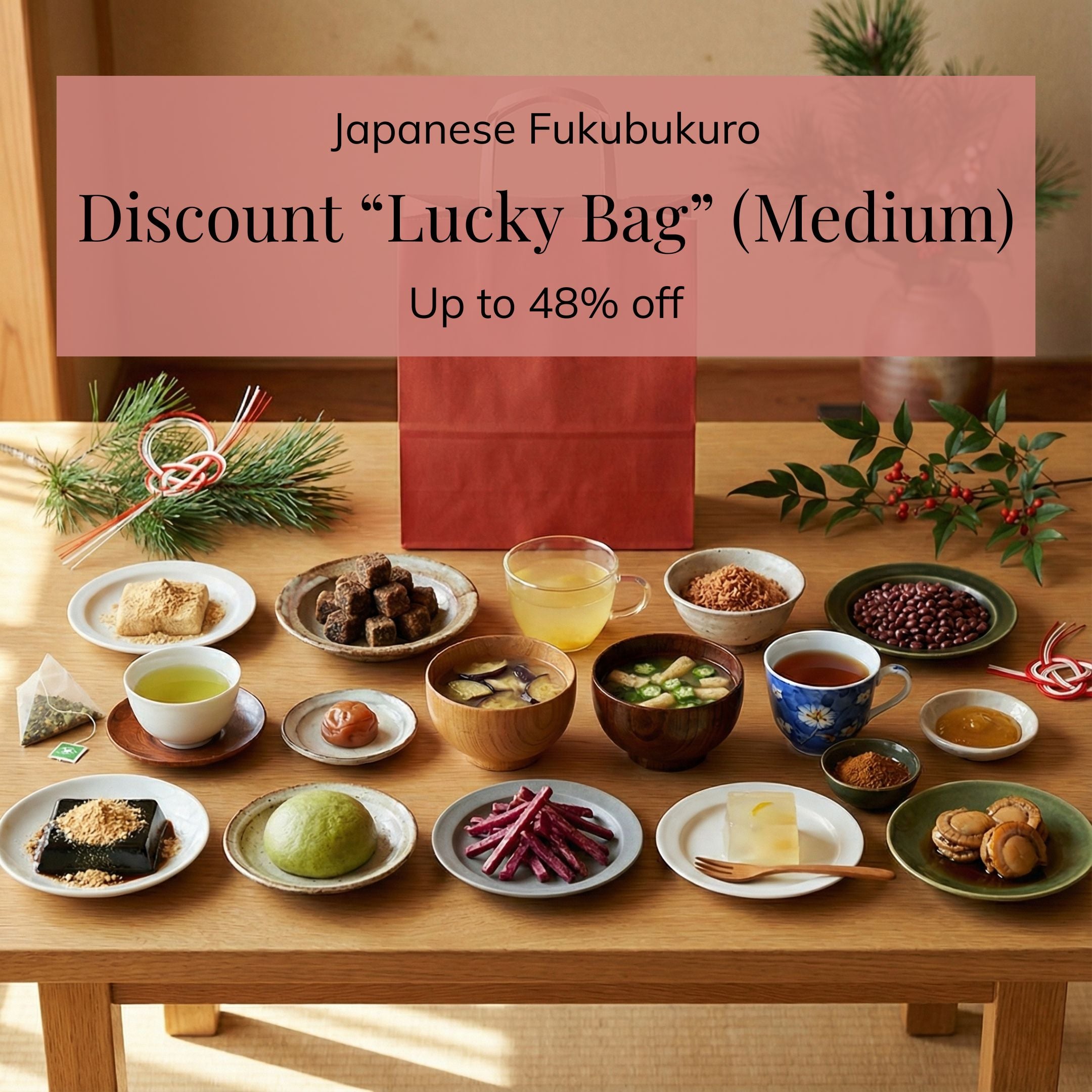 Discount "Lucky Bag" Japanese Fukubukuro with a variety of Japanese foods (Medium)