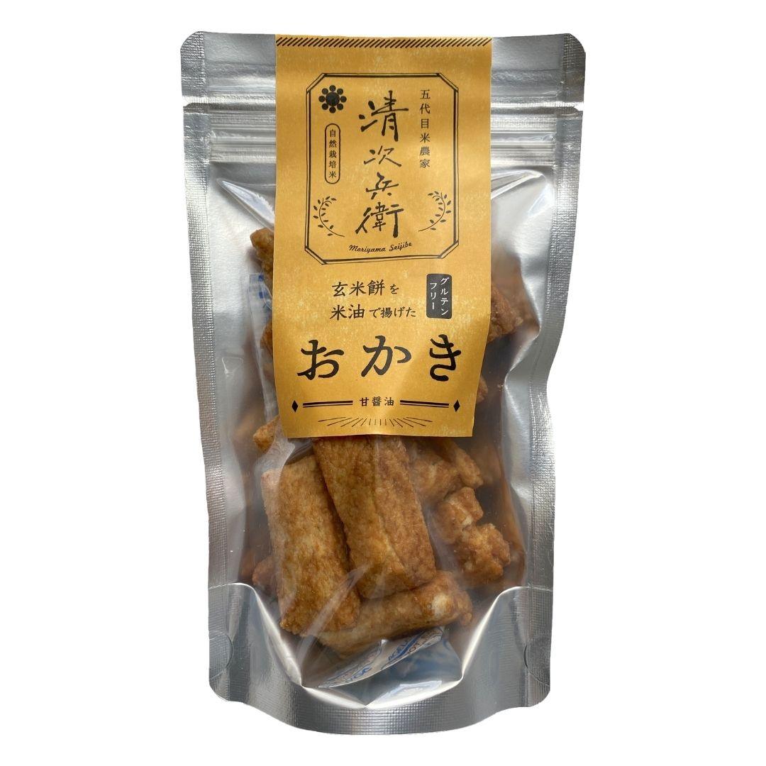 FRIED BROWN RICE MOCHI OKAKI (SWEET SOY SAUCE) (玄米餅を米油で揚げたおかき ＜甘醤油＞)